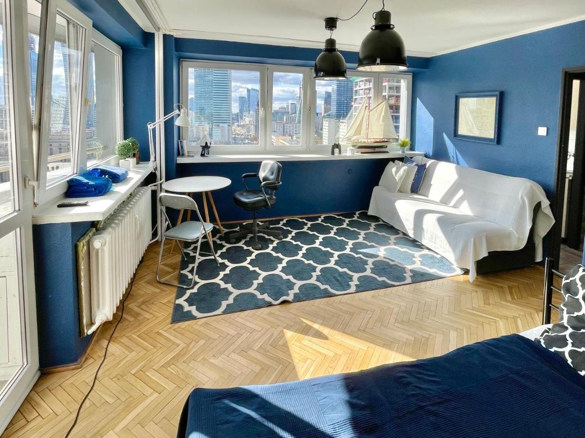 Super Apartament Blue Scisle Centrum Dwie Linie Metra Netflix Wifi 300 Mbs Panorama Miasta وارسو المظهر الخارجي الصورة