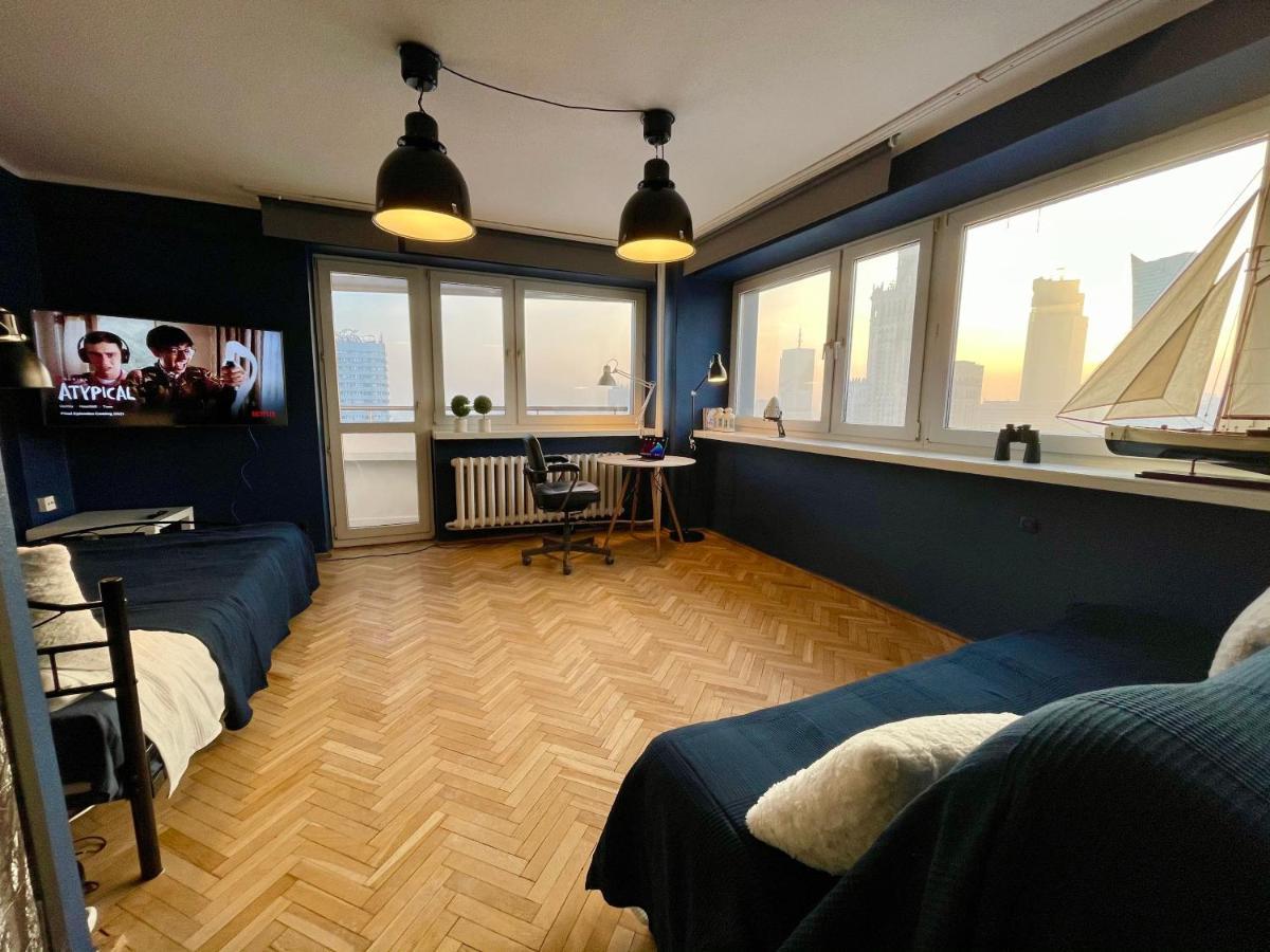 Super Apartament Blue Scisle Centrum Dwie Linie Metra Netflix Wifi 300 Mbs Panorama Miasta وارسو المظهر الخارجي الصورة