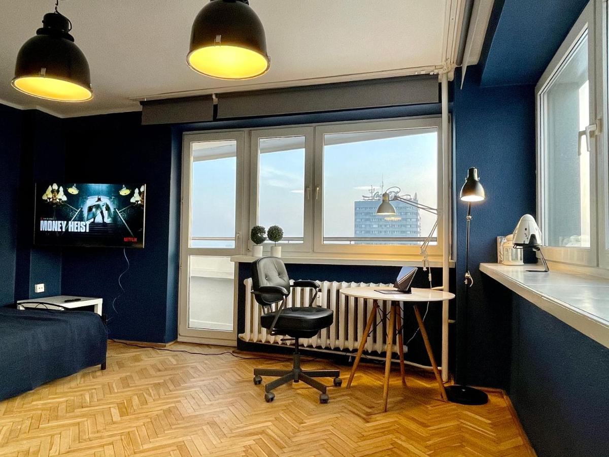Super Apartament Blue Scisle Centrum Dwie Linie Metra Netflix Wifi 300 Mbs Panorama Miasta وارسو المظهر الخارجي الصورة