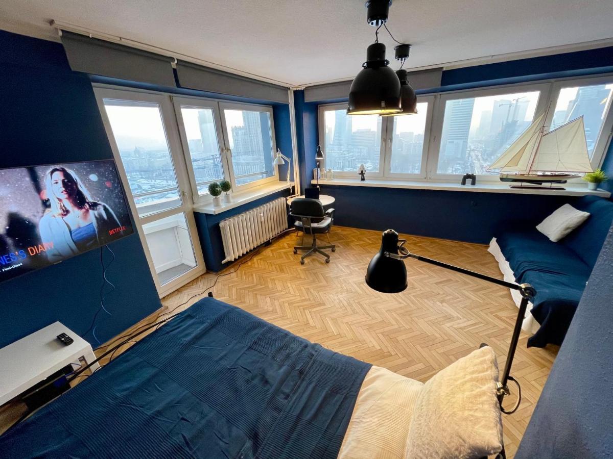 Super Apartament Blue Scisle Centrum Dwie Linie Metra Netflix Wifi 300 Mbs Panorama Miasta وارسو المظهر الخارجي الصورة