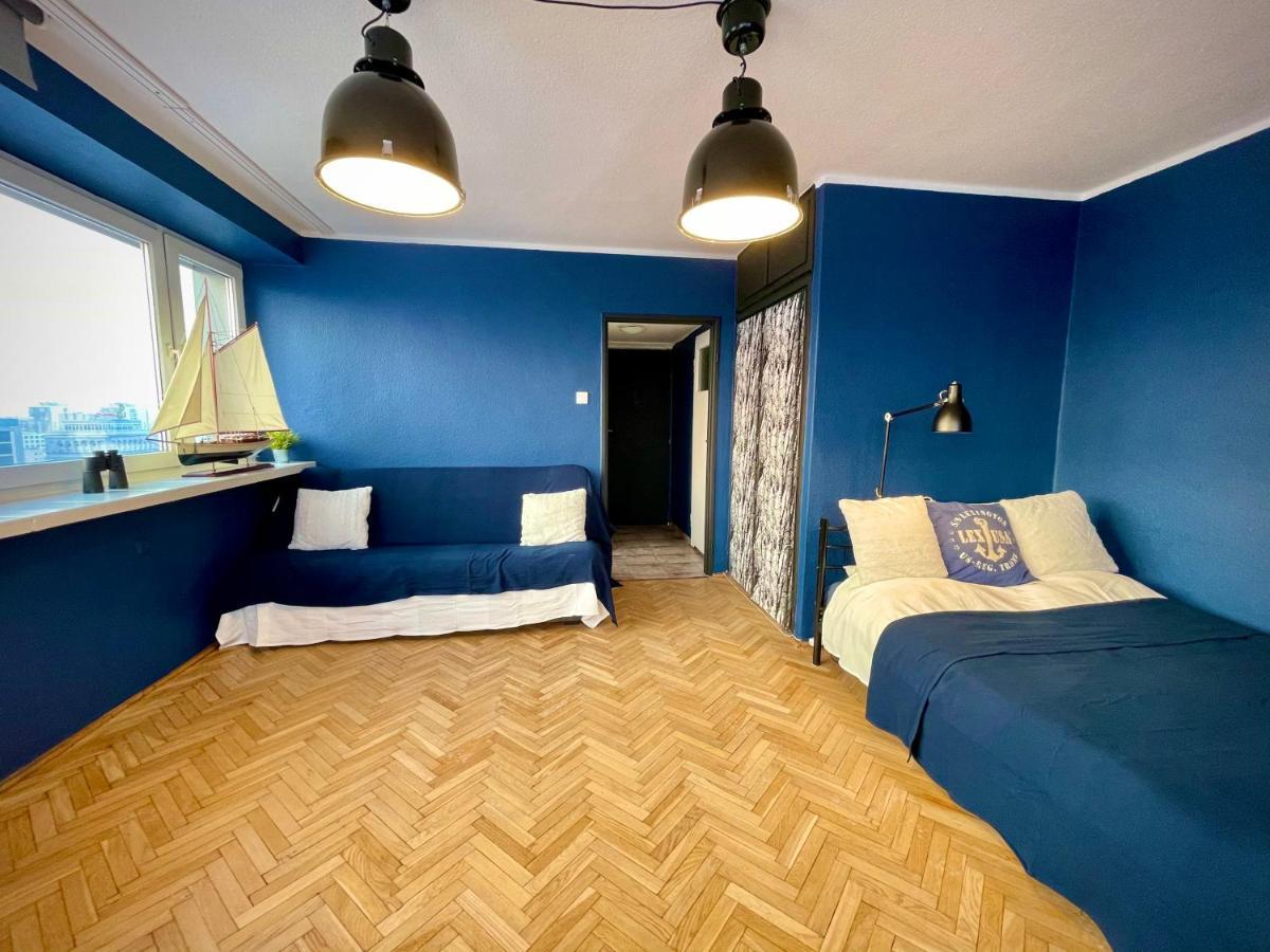 Super Apartament Blue Scisle Centrum Dwie Linie Metra Netflix Wifi 300 Mbs Panorama Miasta وارسو المظهر الخارجي الصورة